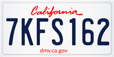 CA license plate 7KFS162