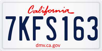 CA license plate 7KFS163