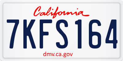 CA license plate 7KFS164