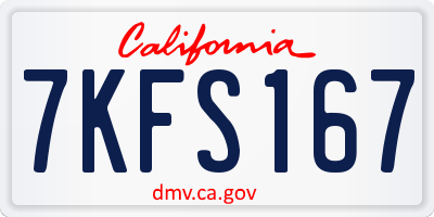 CA license plate 7KFS167