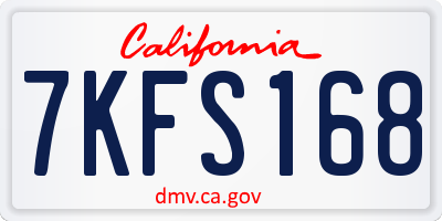 CA license plate 7KFS168