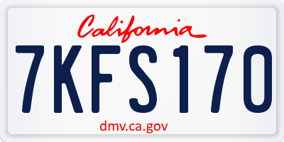 CA license plate 7KFS170