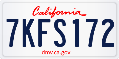 CA license plate 7KFS172