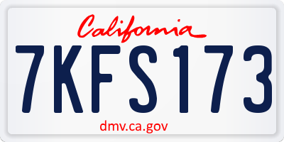 CA license plate 7KFS173