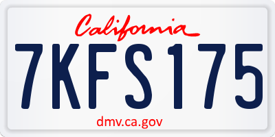 CA license plate 7KFS175