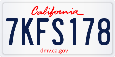 CA license plate 7KFS178
