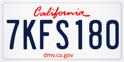 CA license plate 7KFS180