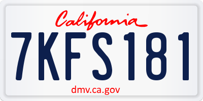 CA license plate 7KFS181