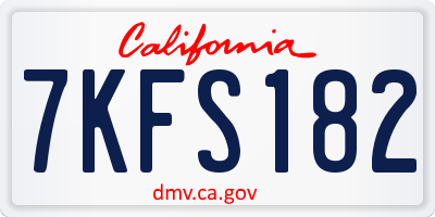 CA license plate 7KFS182