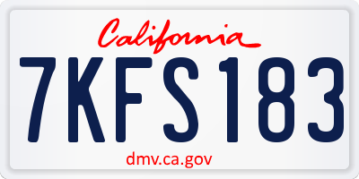 CA license plate 7KFS183