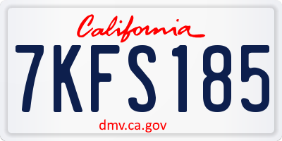 CA license plate 7KFS185