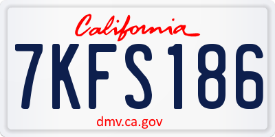 CA license plate 7KFS186