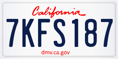 CA license plate 7KFS187