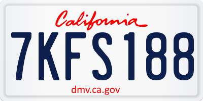 CA license plate 7KFS188