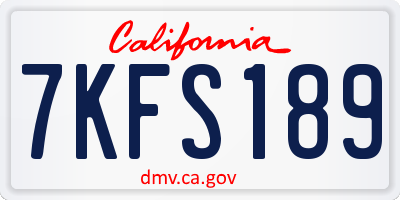 CA license plate 7KFS189
