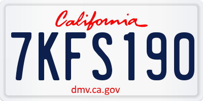 CA license plate 7KFS190