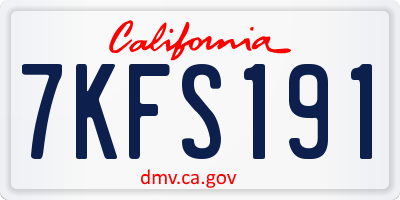 CA license plate 7KFS191