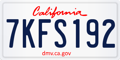 CA license plate 7KFS192