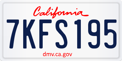 CA license plate 7KFS195