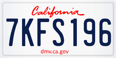 CA license plate 7KFS196
