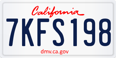 CA license plate 7KFS198