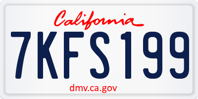 CA license plate 7KFS199