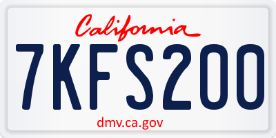 CA license plate 7KFS200