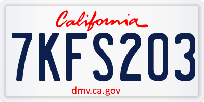 CA license plate 7KFS203