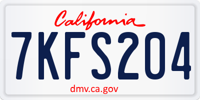 CA license plate 7KFS204