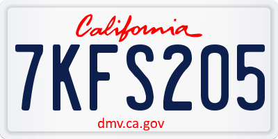 CA license plate 7KFS205