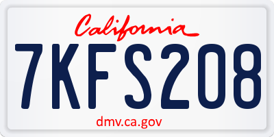 CA license plate 7KFS208
