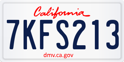 CA license plate 7KFS213