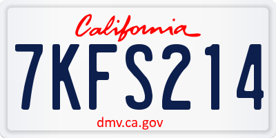 CA license plate 7KFS214