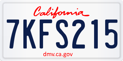 CA license plate 7KFS215