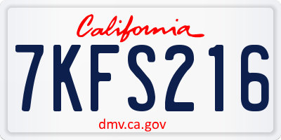 CA license plate 7KFS216