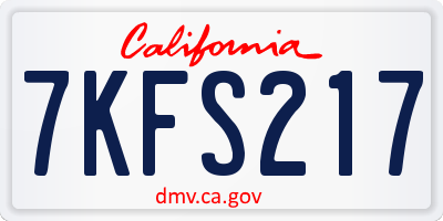 CA license plate 7KFS217