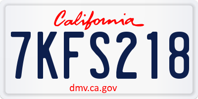 CA license plate 7KFS218