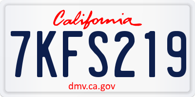 CA license plate 7KFS219