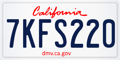 CA license plate 7KFS220