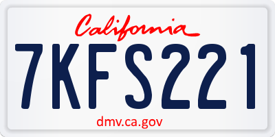 CA license plate 7KFS221
