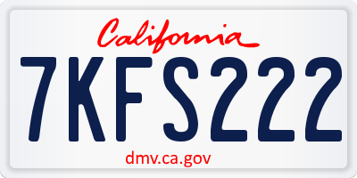 CA license plate 7KFS222
