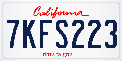 CA license plate 7KFS223