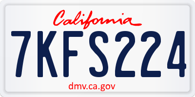 CA license plate 7KFS224