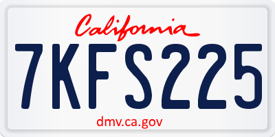 CA license plate 7KFS225