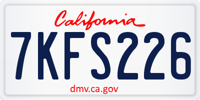 CA license plate 7KFS226