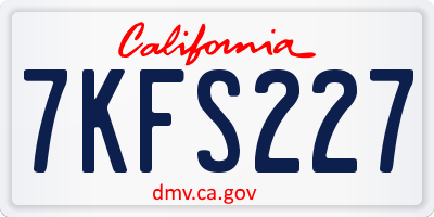 CA license plate 7KFS227