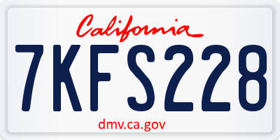 CA license plate 7KFS228