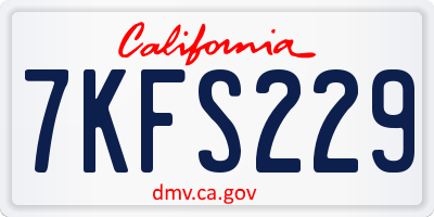CA license plate 7KFS229