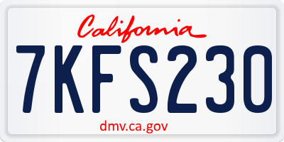 CA license plate 7KFS230