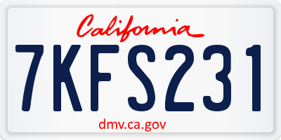 CA license plate 7KFS231